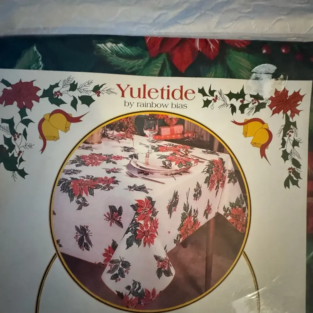 NOS Sealed‎ Vintage Christmas Vinyl Tablecloth Square 52